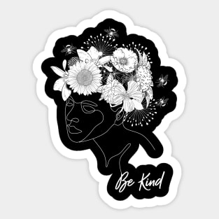 BE KIND Kindness Matters Line Art Floral Sticker